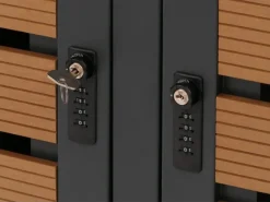 XL 2er-/4er-Mülltonnenverkleidung HxBxT 119x140x102 cm Teak-Optik Mülltonnenbox Mülltonnenabdeckung WPC Metall 86kg*PROREGAL Clearance