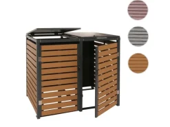 XL 2er-/4er-Mülltonnenverkleidung HxBxT 119x140x102 cm Teak-Optik Mülltonnenbox Mülltonnenabdeckung WPC Metall 86kg*PROREGAL Clearance