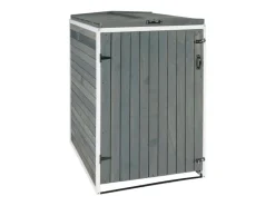 PROREGAL Weitere Ordnungssysteme Für Den Garten|XL 1er-/2er-Mülltonnenverkleidung HxBxT 126x79,5x98 cm Grau-Weiß Mülltonnenbox Mülltonnenabdeckung Holz