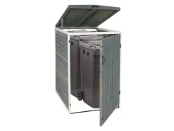 PROREGAL Weitere Ordnungssysteme Für Den Garten|XL 1er-/2er-Mülltonnenverkleidung HxBxT 126x79,5x98 cm Grau-Weiß Mülltonnenbox Mülltonnenabdeckung Holz