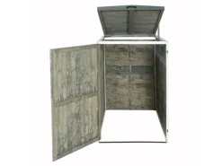PROREGAL Weitere Ordnungssysteme Für Den Garten|XL 1er-/2er-Mülltonnenverkleidung HxBxT 126x79,5x98 cm Grau-Weiß Mülltonnenbox Mülltonnenabdeckung Holz