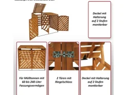 PROREGAL Weitere Ordnungssysteme Für Den Garten|XL 2er-/4er-Mülltonnenverkleidung HxBxT 121x133x98 cm Mülltonnenbox Mülltonnenabdeckung Holz -Zertifziert