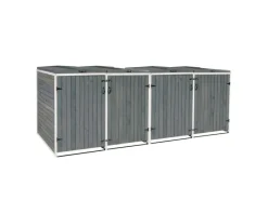 XL 4er-/8er-Mülltonnenverkleidung HxBxT 126x316x98 cm Grau-Weiß Mülltonnenbox Mülltonnenabdeckung Holz*PROREGAL Clearance