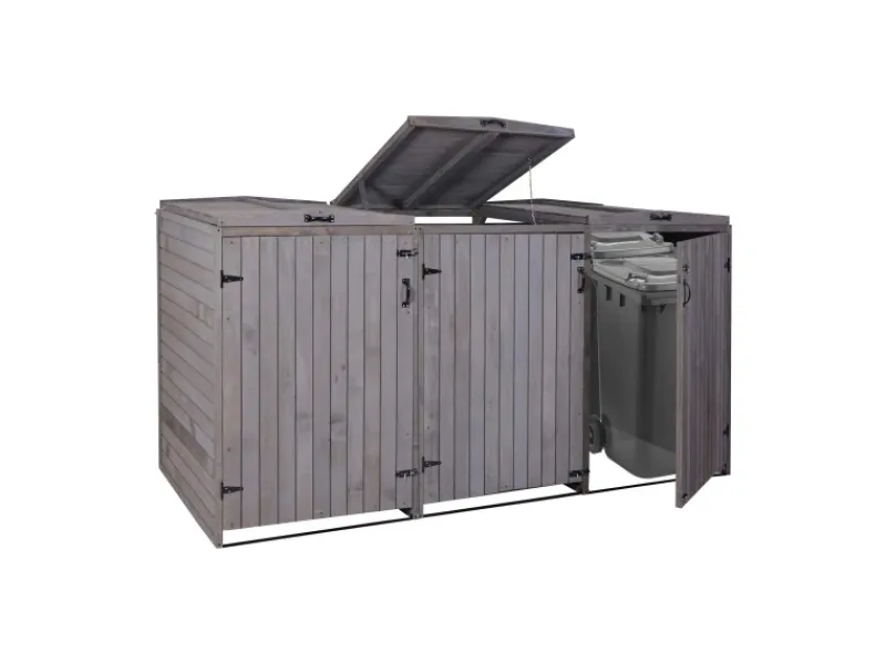 XL 3er-/6er-Mülltonnenverkleidung HxBxT 126x237,5x98 cm Mülltonnenbox Mülltonnenabdeckung Holz*PROREGAL Hot