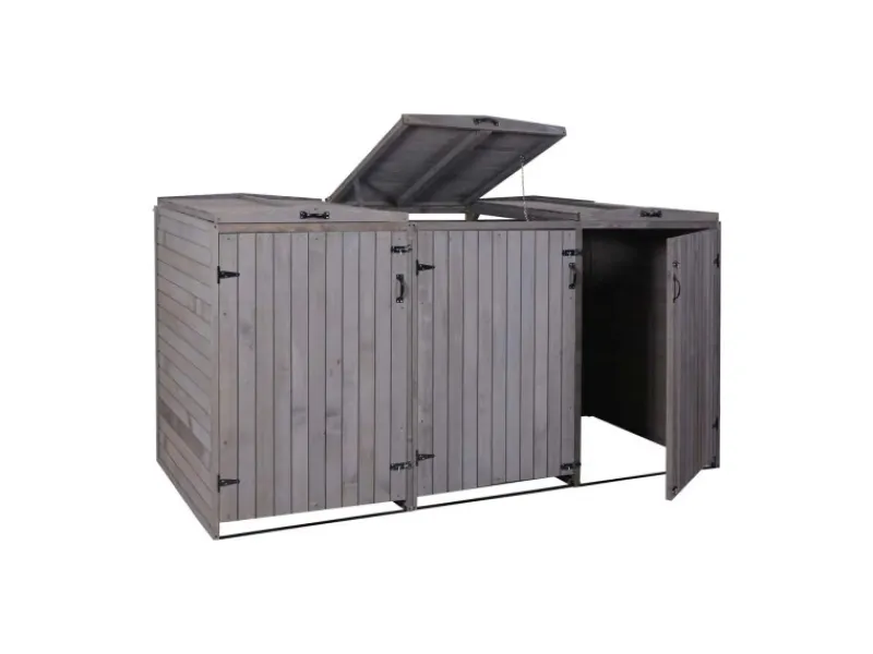 XL 3er-/6er-Mülltonnenverkleidung HxBxT 126x237,5x98 cm Mülltonnenbox Mülltonnenabdeckung Holz*PROREGAL Hot