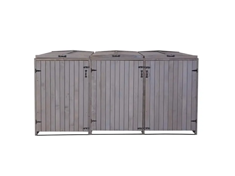 XL 3er-/6er-Mülltonnenverkleidung HxBxT 126x237,5x98 cm Mülltonnenbox Mülltonnenabdeckung Holz*PROREGAL Hot