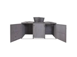 XL 3er-/6er-Mülltonnenverkleidung HxBxT 126x237,5x98 cm Mülltonnenbox Mülltonnenabdeckung Holz*PROREGAL Hot