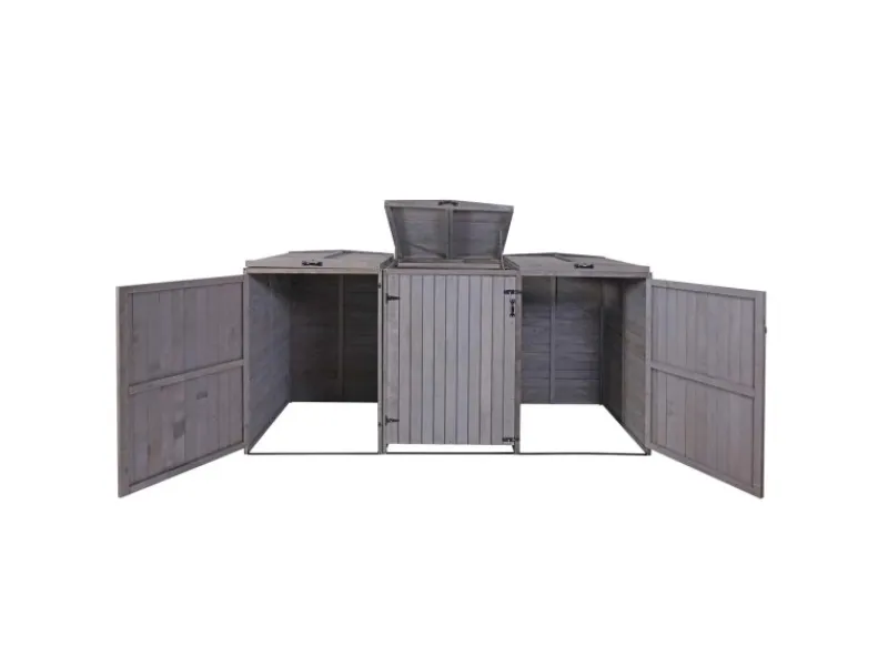 XL 3er-/6er-Mülltonnenverkleidung HxBxT 126x237,5x98 cm Mülltonnenbox Mülltonnenabdeckung Holz*PROREGAL Hot