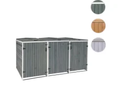 XL 3er-/6er-Mülltonnenverkleidung HxBxT 126x237,5x98 cm Mülltonnenbox Mülltonnenabdeckung Holz*PROREGAL Hot