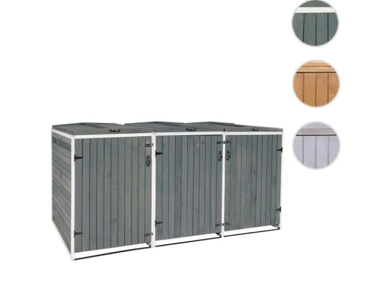 XL 3er-/6er-Mülltonnenverkleidung HxBxT 126x237,5x98 cm Mülltonnenbox Mülltonnenabdeckung Holz*PROREGAL Hot