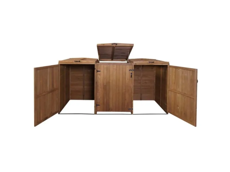 XL 3er-/6er-Mülltonnenverkleidung HxBxT 126x237,5x98 cm Mülltonnenbox Mülltonnenabdeckung Holz*PROREGAL Clearance