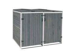 PROREGAL Weitere Ordnungssysteme Für Den Garten|XL 2er-/4er-Mülltonnenverkleidung HxBxT 126x158x98 cm Grau-Weiß Mülltonnenbox Mülltonnenabdeckung Holz