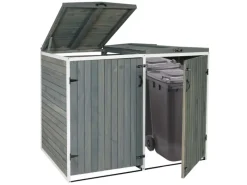 PROREGAL Weitere Ordnungssysteme Für Den Garten|XL 2er-/4er-Mülltonnenverkleidung HxBxT 126x158x98 cm Grau-Weiß Mülltonnenbox Mülltonnenabdeckung Holz