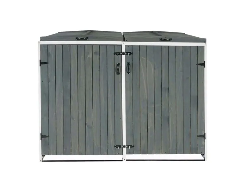 PROREGAL Weitere Ordnungssysteme Für Den Garten|XL 2er-/4er-Mülltonnenverkleidung HxBxT 126x158x98 cm Grau-Weiß Mülltonnenbox Mülltonnenabdeckung Holz