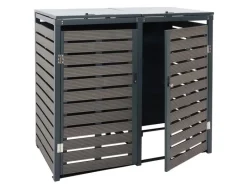 XL 2er-/4er-Mülltonnenverkleidung HxBxT 119x140x102 cm Mülltonnenbox Mülltonnenabdeckung WPC Metall 86kg*PROREGAL New