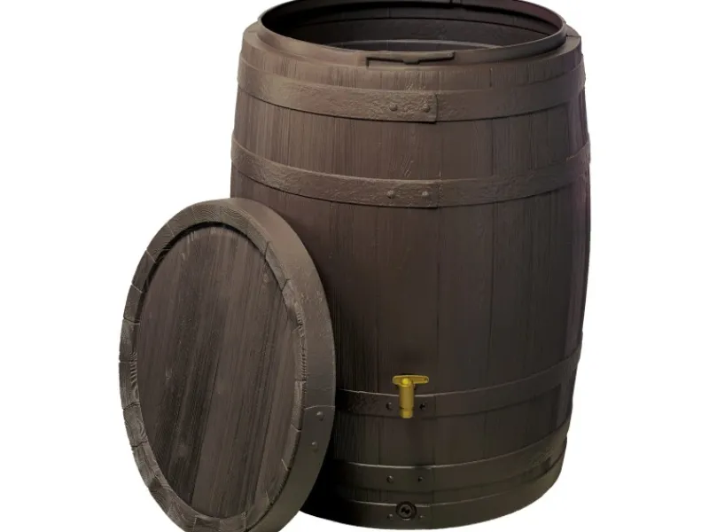 4rain Regenwasser-Nutzung|REgenfass Vino 400 l Dunkelbraun Holzoptik