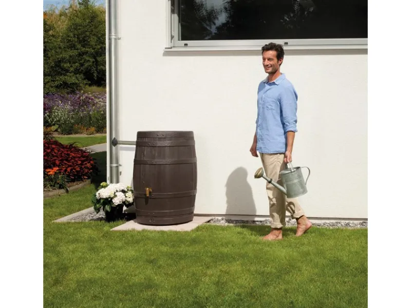 4rain Regenwasser-Nutzung|REgenfass Vino 400 l Dunkelbraun Holzoptik