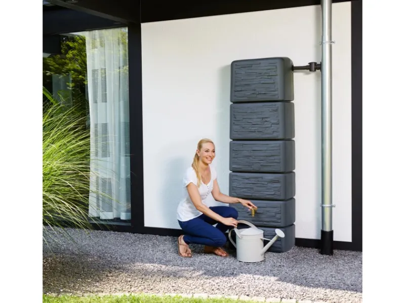 Zisterne Slim Stone Decor Regentonne Grau 330 l*4rain Outlet