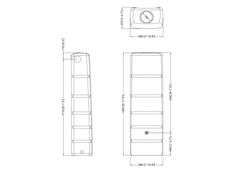 Zisterne Slim Stone Decor Regentonne Grau 330 l*4rain Outlet