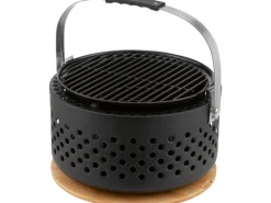 Tischgrills|Holzkohlegrills|Raucharmer Holzkohlegrill Ø 37,3 x 37 cm inkl. Bambus-Schneidebrett