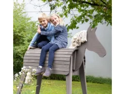 Gartenspielgeräte|Outdoor-Spielzeug|roba Spiel- & Voltigierpferd Sheddie in Grauem Massivholz mit Rückenhöhe 88,5 cm