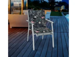 Beo Strandkörbe|Gartenstuhlauflagen|Saumauflage Niedriglehner Bregenz Grau mit Blümchen