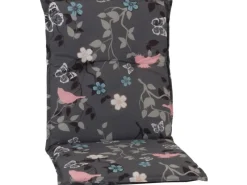 Beo Strandkörbe|Gartenstuhlauflagen|Saumauflage Niedriglehner Bregenz Grau mit Blümchen