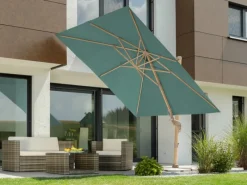 Schneider Ampelschirm Rhodos Twist Loft 300 cm x 300 cm Grün mit Kurbelmechanik*Schneider Schirme Sale