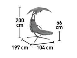 Sonnenliegen|Schwingliege Palmdale mit Sonnendach aus Textilen Anthrazit