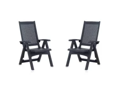 Milano Klappstuhl Set 2 Stück Anthrazit Wetterfest Hochlehner*Shaf