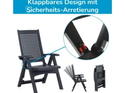 Milano Klappstuhl Set 2 Stück Anthrazit Wetterfest Hochlehner*Shaf