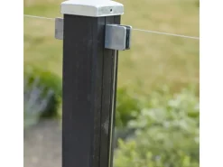 Plus Balkonsichtschutz|Sichtschutzzaun Plank Nadelholz Schwarz mit Glas 174 cm x 163 cm