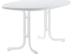 Sieger Gartentische|Balkonmöbel|Klapptisch Rechteckig Weiß 90 cm x 140 cm
