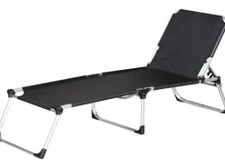 Siena Garden Sonnenliegen|Dreibeinliege Alu-XXL Schwarz 201 cm x 69,5 cm x 95 cm