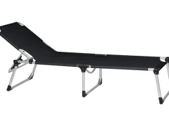 Siena Garden Sonnenliegen|Dreibeinliege Alu-XXL Schwarz 201 cm x 69,5 cm x 95 cm