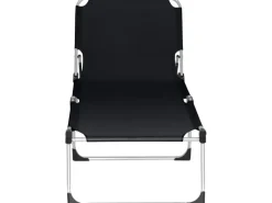 Siena Garden Sonnenliegen|Dreibeinliege Alu-XXL Schwarz 201 cm x 69,5 cm x 95 cm