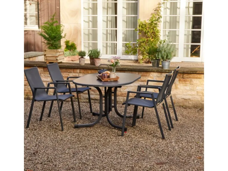 Siena Garden Gartentische|Klapptisch Paco Rechteckig Anthrazit/Matt 90 cm x 140 cm