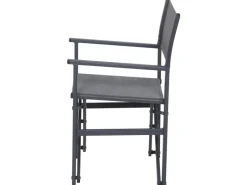 Siena Garden Gartenstühle|Paulo Regiesessel Matt Anthrazit -Silber-Schwarz Gestell Aluminium