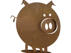 Siena Garden Gartendekoration|Schwein Gustav auf Bodenplatte Metall mit Edelrost 49 cm