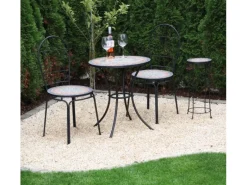 Siena Garden Gartenstühle|Stapelstuhl Prato Eisen 43 cm x 43 cm x 94 cm Schwarz Mosaik