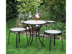 Siena Garden Gartenstühle|Stapelstuhl Prato Eisen 43 cm x 43 cm x 94 cm Schwarz Mosaik