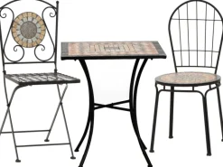 Siena Garden Gartenstühle|Stapelstuhl Prato Eisen 43 cm x 43 cm x 94 cm Schwarz Mosaik