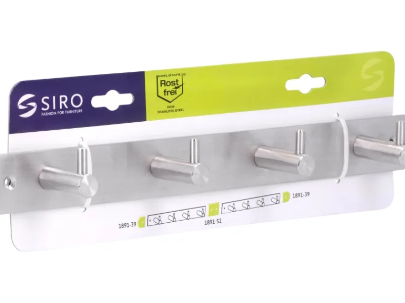 Siro Rechen|Hakenleiste 1890 Edelstahl Länge 322 mm 4 Haken