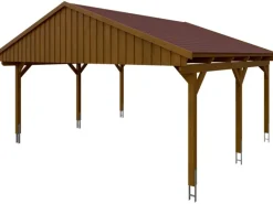 Carport Fichtelberg 618 cm x 566 cm Rote Schindeln*Skan Holz Clearance