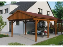 Skan Holz Quads|Carport Fichtelberg 423 cm x 808 cm Rote Schindeln