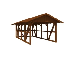 Skan Holz Quads|Carport Schwarzwald m. Dachschalung u. Rückwand 424 x 772 cm Nuss