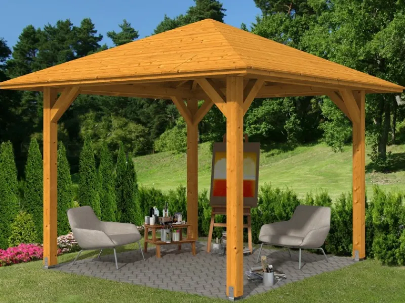 Holz-Pavillon Cannes 1 lasiert 294 cm x 294 cm*Skan Holz Online