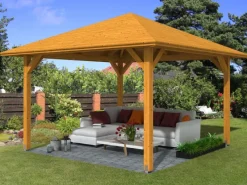 Holz-Pavillon Cannes 2 lasiert 359 cm x 359 cm*Skan Holz