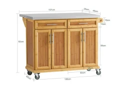 Kücheninsel Küchenwagen Küchenschrank Servierwagen Bambus 115cm FKW69-N*SoBuy New