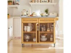 Kücheninsel Küchenwagen Küchenschrank Servierwagen Bambus 115cm FKW69-N*SoBuy New